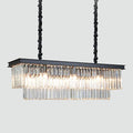 12-Lights Modern Rectangular Crystal Chandeliers Rectangle Contemporary Linear Pendant Ceiling Light Fixture for Kitchen Island Dining Room Bar, Black 47 Inch-Ruum Studio Home