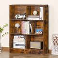 LEYAOYAO 7 Cube Bookshelf with Base,3 Tier Mid-Century Modern Brown Bookcase,Standing Wide Bookshelves Storage Organizer Shelf,Rustic Wood Display Cabinet Book Shelves for Bedroom,Living Room,Office-Ruum Studio Home