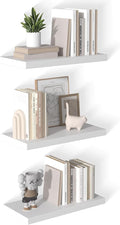 12 Inch Deep Floating Shelves for Wall 3 Pack White Floating Shelves Large Storage Space Wall Mount Shelf for Living Room Kitchen Bathroom 24" W x 12" D x 1.2" H White-Ruum Studio Home