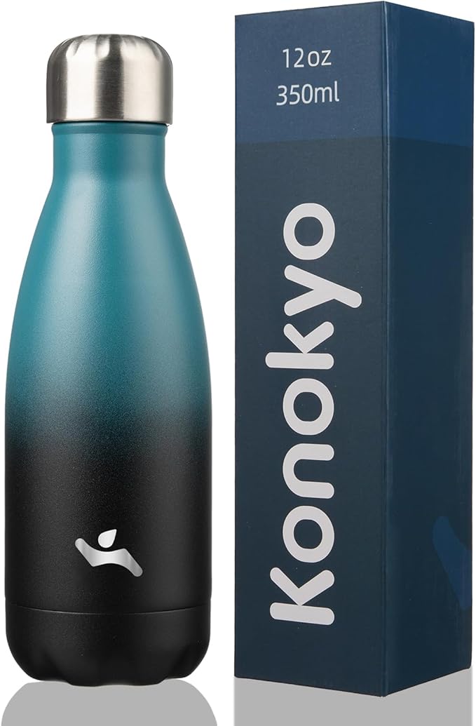 Insulated Water Bottles,12 oz Double Wall Stainless Steel Vacumm Metal Flask for Sports Travel,Indigo Black-Ruum Studio Home