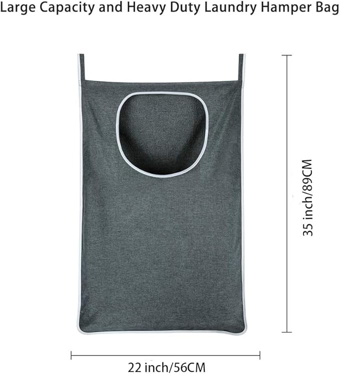 XL Large Hanging Laundry Bag with Hanging Hooks, Over the Door Laundry Bag and Hanging Laundry Hamper with Zipper, Hanging Storage Bag for Laundry, Toys, Towels, 36x 22 Inch,Grey.-Ruum Studio Home