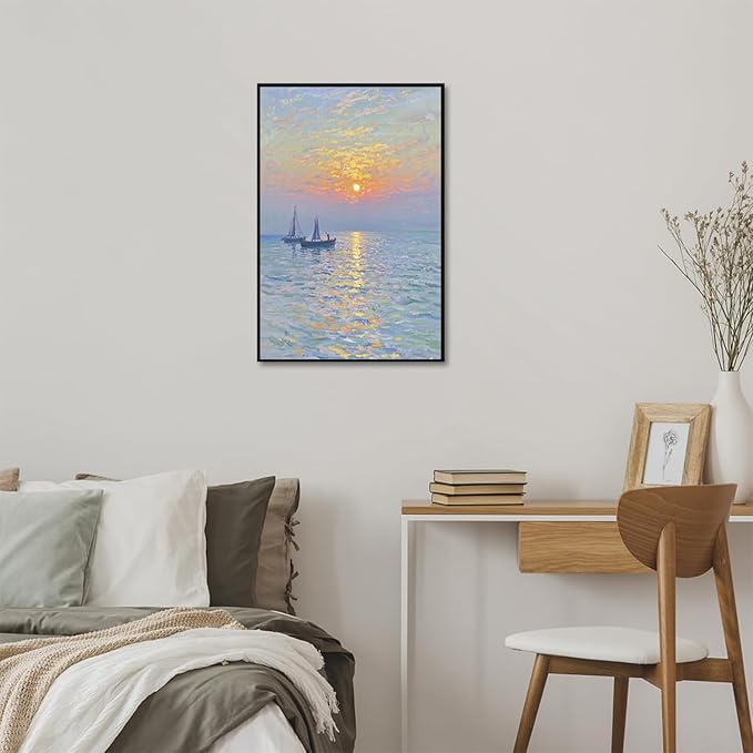 Coastal sailboat scenery poster art decor ocean nautical room decor beautiful sailboat seascape decor suitable for beach villa-Ruum Studio Home