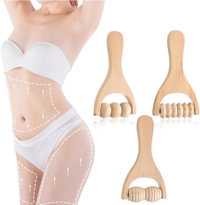 3Pcs Wooden Hand Massage Roller, Manual Wood Therapy Massage Tools Massager Roller for Relaxes Thigh, Leg, Hands Full Body Muscle Men Women Gift-Ruum Studio Home