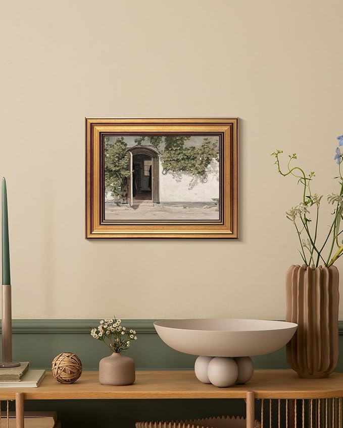 HUARCEY Gold Framed Vintage Wall Art Vineman Climbing The Walls Farmhouse Wall Decor Opening Door Oil Painting Picture Canvas Print Art Home Decor Aesthetic for Bedroom Bathroom Office 8x10in-Ruum Studio Home