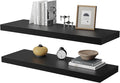 Large Floating Shelves for Wall Set of 2 Wooden Wall Shelves 36 in x 12.75 in x 2 inRoom Decor Long Shelf with Invisible Wall Mount Bracket for Bedroom Kitchen Living Room Black-Ruum Studio Home