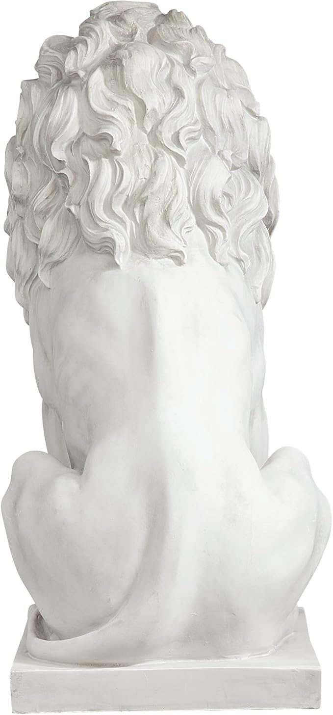 Design Toscano Lion of Florence Sentinel Indoor/Outdoor Animal Statue, 28 Inch Tall, Cast Stone Resin, Antique Stone Finish-Ruum Studio Home