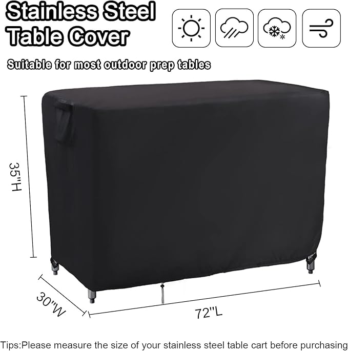 Kingling Outdoor Prep Table Covers, Waterproof Stainless Steel Table Cover Metal Table Cover Protection for Patio Kitchen Prep/Work Tables - 72''L x 30''W x 35''H-Ruum Studio Home