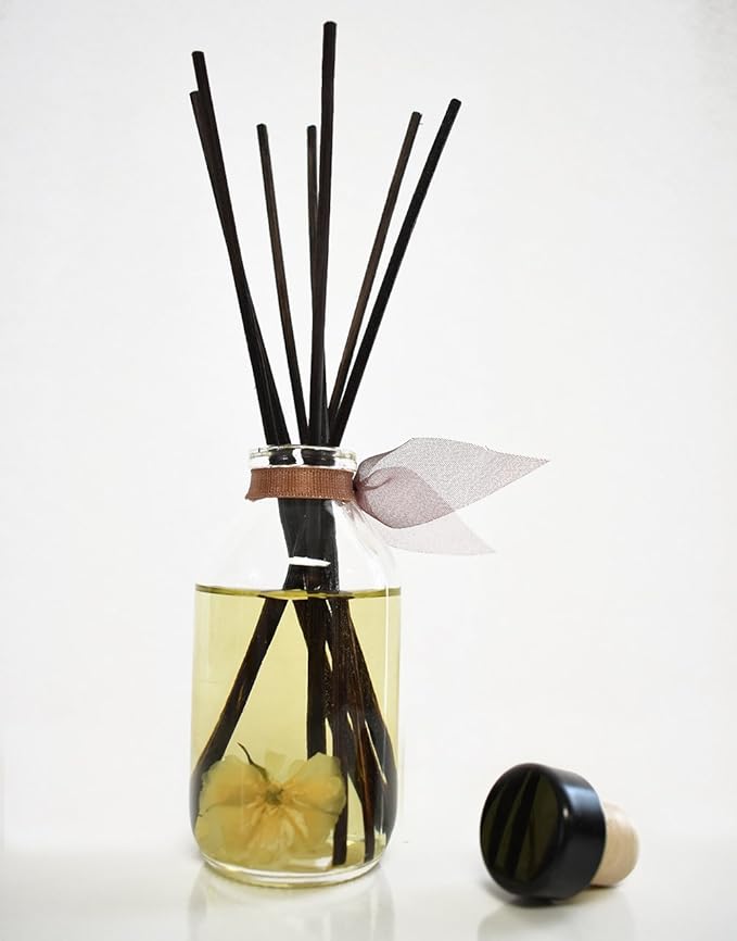 LOVSPA Reed Diffuser Set, Baltic Amber Scented Oil Diffuser with Sticks, Home Fragrance Accessories for Bathroom Shelf Decor, Aroma Diffusers for Home or Office Fall Decor, USA Made-Ruum Studio Home
