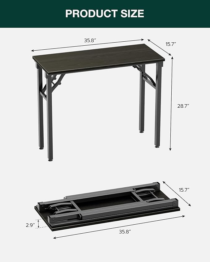 Frylr Small Folding Computer Desk – Portable 35.8 Inch Foldable Laptop Table, Collapsible and Compact for Easy Storage and Fast Setup, Lightweight for Small Spaces, Craft and Study Use, Dark Oak-Ruum Studio Home