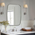 ANDY STAR Brushed Nickel Mirror, 28x36 Inch Stainless Steel Metal Frame Oblong Bathroom Mirror for Vanity, 1’’ Deep Wall Mounted Vertically/Horizontal-Ruum Studio Home