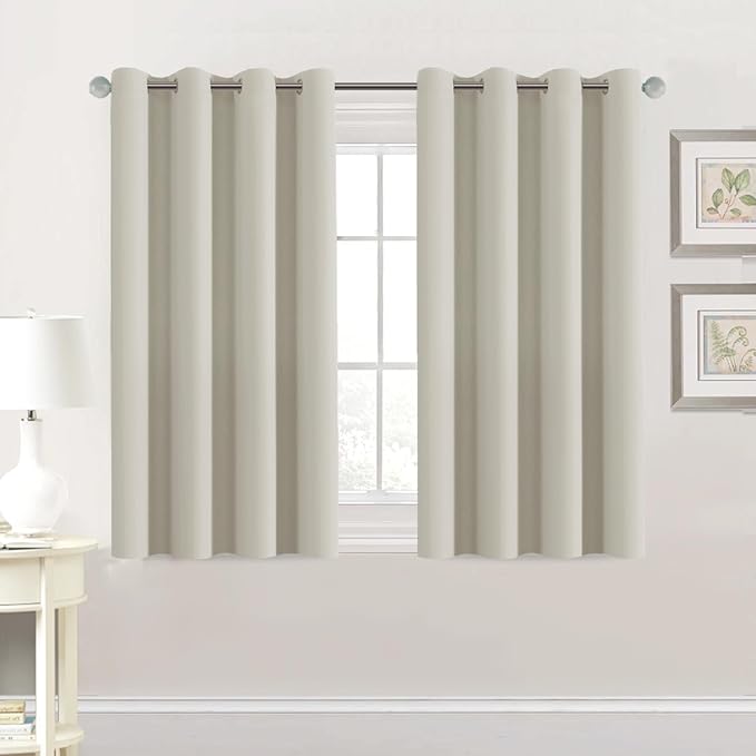 H.VERSAILTEX Premium Blackout Thermal Insulated Room Darkening Curtains for Bedroom/Living Room - Classic Grommet Top (2 Panels, Ivory/Cream, 52 Inch by 45 Inch)-Ruum Studio Home