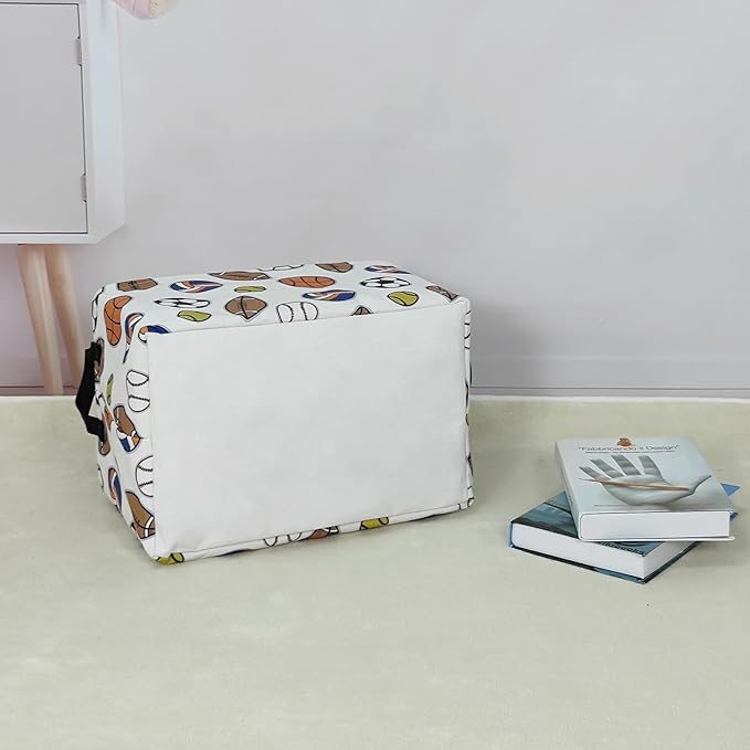 LANGYASHAN Rectangular Storage Bin Collapse Canvas Fabric Cartoon Storage Basket with Handles for Organizing Home Kitchen Boys and Girls Toys Office Closet Shelf Baskets (Rec Colorful Balls)-Ruum Studio Home