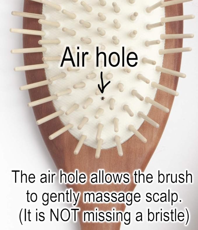 Desert Breeze Natural Wood Bristle Hair Brush, Gentle Scalp Massage, Pear Wood Handle, Made in Germany, For All Hair Types, Rounded Wooden Pins, Anti-Static-Ruum Studio Home