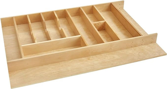 Rev-A-Shelf Trim-to-Fit Silverware Drawer Organizer For Kitchen Utensils, Cutlery Cabinet Storage Divider Insert, 33" x 22", Maple Wood, 4WUTCT-36SH-1-Ruum Studio Home