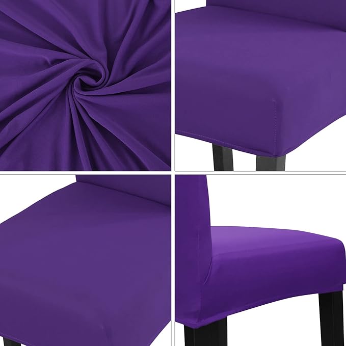 JQinHome Dining Chair Slipcover, High Stretch Removable Washable Chair Seat Protector Cover Set of 6,Chair Covers for Dining Room, Kitchen,Home Party,Wedding Ceremony(Purple, 6PC)-Ruum Studio Home