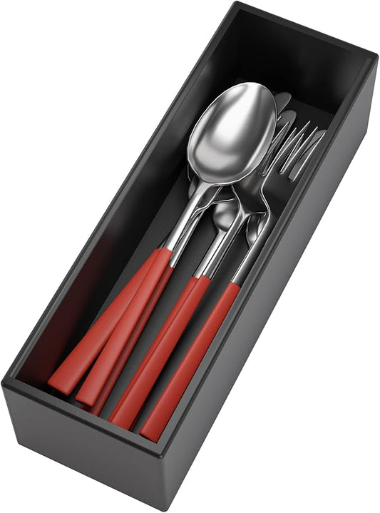 Black Bamboo Drawer Organizer - Silverware&Utensil Holder Organizer for Kitchen Drawers, Multi-Use Drawer Dividers Boxes for Bathroom Counter，Cabinet, Garage, Office Desk, Makeup, Jewelry (9"3"2.5")-Ruum Studio Home