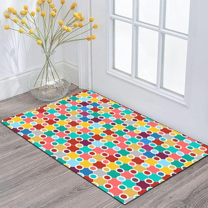 Machine Washable Polka Dot Rug for Kids Area - Multicolor Soft Rug for Nursery/Playroom/Classroom - 5x8-Ruum Studio Home