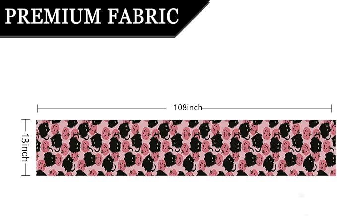Halloween Table Runner Black Cat Pink Pumpkins Seasonal Kitchen Dining Table Home Outdoor Party Decorations 13x108 Inch-Ruum Studio Home