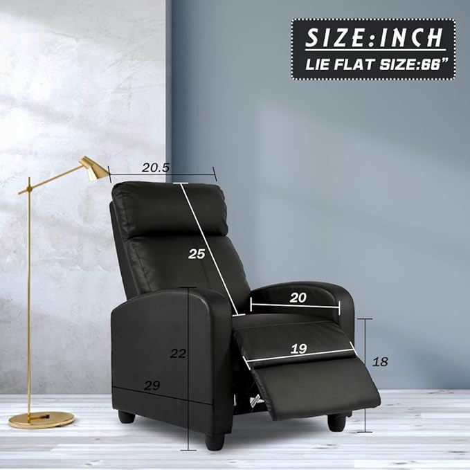BestMassage | Recliner Chair | with 2 Point Massage Function | Black | with Lumbar Support, Adjustable Push Back, Wide Armrests, Footrest & Padded Seat | Easy Assembly | for Living Room, Home Theatre-Ruum Studio Home