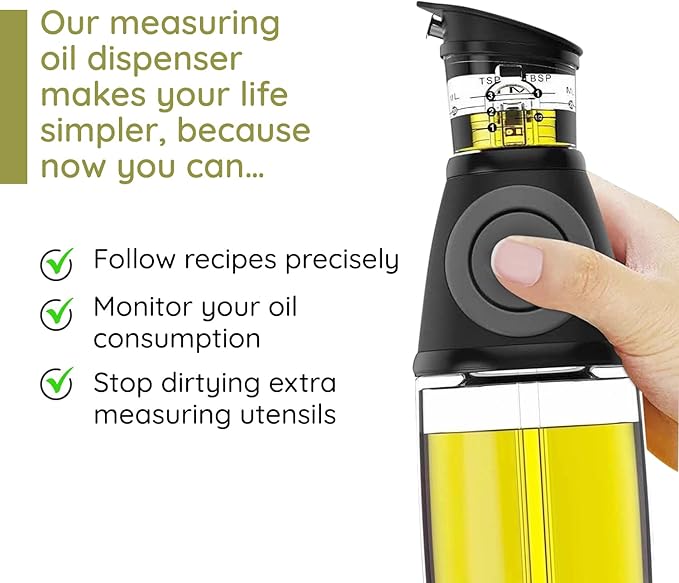 Olive Oil Dispenser Bottle with Pump - Oil Dispenser for Kitchen, Glass Oil and Vinegar Dispenser Set, Measured Cruet for Cooking - Ideal Oil Bottles for Kitchen Gadgets & Gifts, 2 Pack-Ruum Studio Home