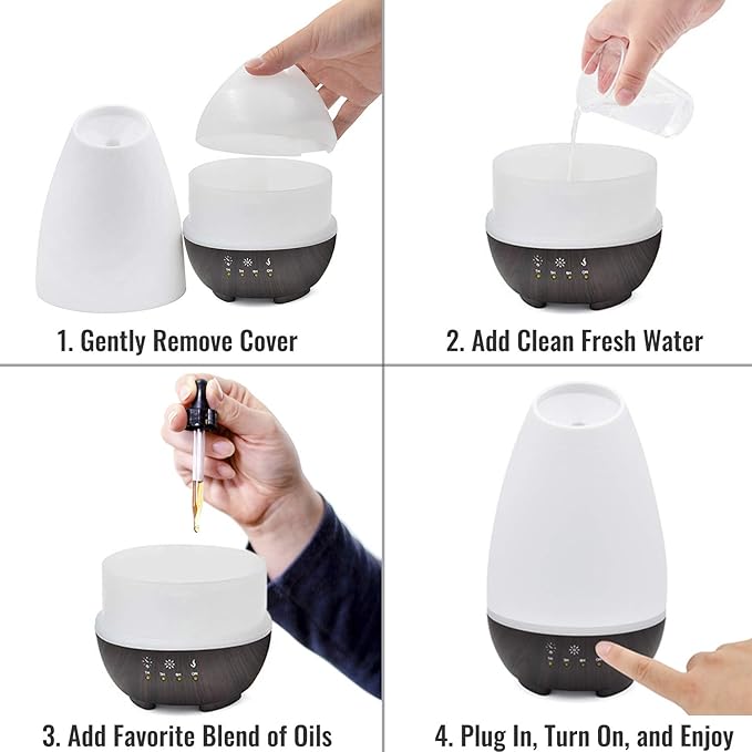 HealthSmart Essential Oil Diffuser, Cool Mist Humidifier and Aromatherapy Diffuser, FSA HSA Eligible with 500ML Tank for Large Rooms, Adjustable Timer, Mist Mode and 7 LED Light Colors, (Pack of 2)-Ruum Studio Home