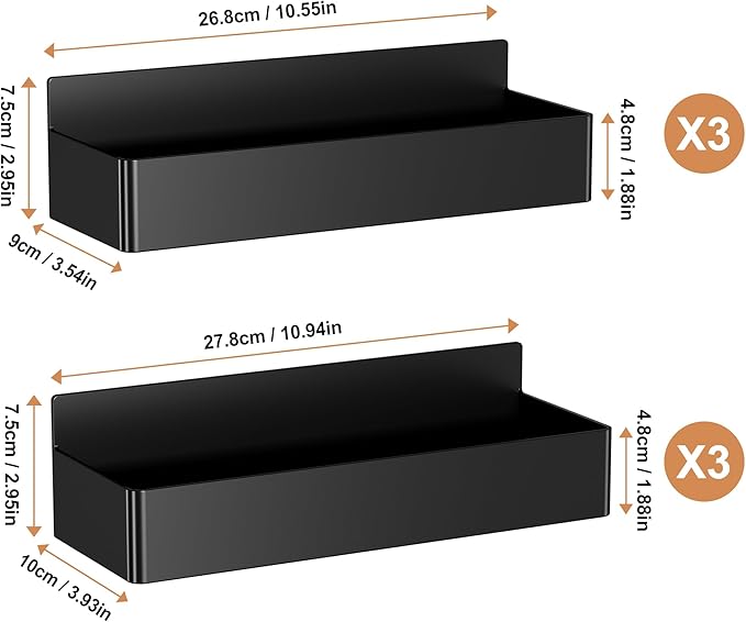 Magnetic Spice Rack for Refrigerator, Kitchen Organizer and Storage Shelf, Black (6 Pack)…-Ruum Studio Home