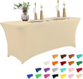 IVAPUPU 6FT Table Cloth for Rectangular Fitted Events Stretch Champagne Table Covers Washable Cover Spandex Tablecloth Protector for Party, Wedding, Cocktail, Banquet, Festival-Ruum Studio Home