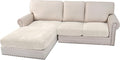 H.VERSAILTEX Velvet Stretch Sectional Couch Covers 3 Pieces Sofa Seat Cushion Covers L Shape Separate Couch Cover for Both Left/Right Sectional Couch (Large Sofa 2 Seater + 1 Chaise, Porcelain)-Ruum Studio Home