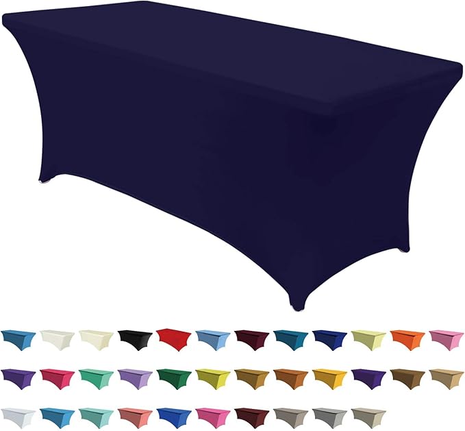 ABCCANOPY 6 FT Navy Blue Spandex Table Cover Stretch Fitted Wrinkle Resistant Tablecloth Reuse for Rectangular Folding Table Patry Event Wedding Banquet Protector-Ruum Studio Home