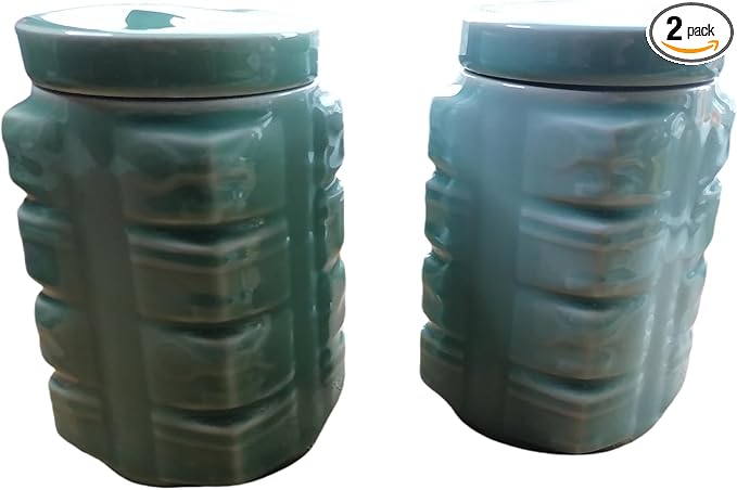 UNESCO Heritage Longquan Celadon Tea Canister Set - Dual Ceramic Jars, 900ml Airtight Storage with Plum Green & Powder Blue Glazes | Elegant Chinese Craftsmanship-Ruum Studio Home