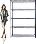 48"x24"x72" Black 5-Tier Premium Wire Shelving NSF 4000 LBS MAX Capacity Heavy Duty Steel Storage Rack for Warehouses, Garages, Hospitals, Commercial Spaces, & Schools w/Premium Wheels-Ruum Studio Home