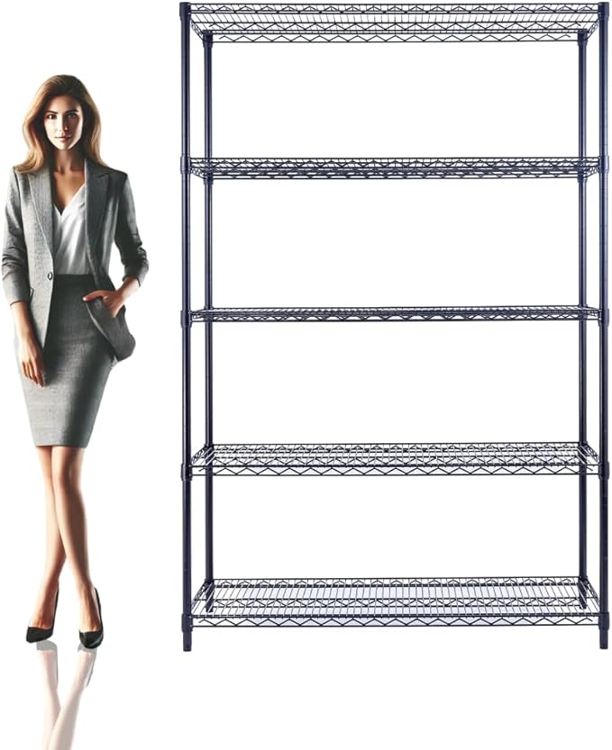 48"x24"x72" Black 5-Tier Premium Wire Shelving NSF 4000 LBS MAX Capacity Heavy Duty Steel Storage Rack for Warehouses, Garages, Hospitals, Commercial Spaces, & Schools w/Premium Wheels-Ruum Studio Home