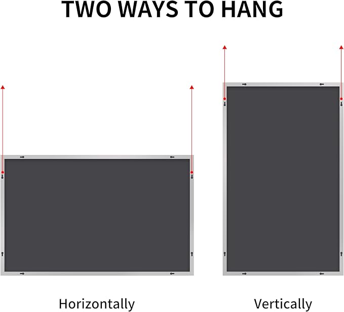 Silver Bathroom Mirror for Wall, 30x48 Inch Rectangle Mirrors with Metal Frame, Modern Vanity Wall Mirror Decor for Bathroom Living Room, Entryway Hangs Horizontal or Vertical-Ruum Studio Home