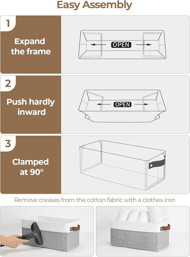 StorageWorks Narrow Storage Bins, Small Basket for Closet and Shelves, Rectangular Fabric Organizer with Handles, Toilet Paper Storage, Gray and White Stripes, 2-Pack-Ruum Studio Home