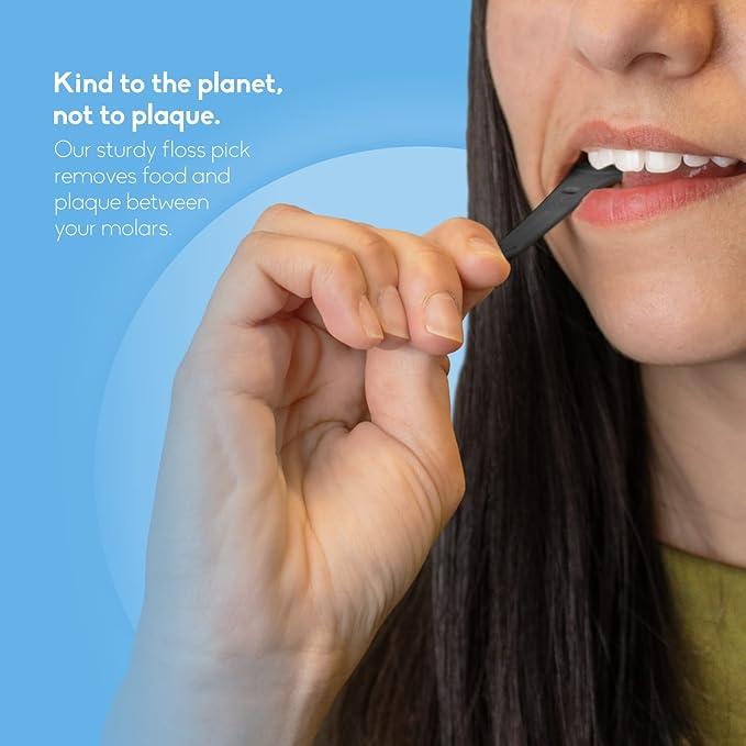 The Humble Co. Floss Picks (200 Count) – Plant Based Dental Floss Picks with Grip Handle for Superior Oral Care, Dental Hygiene, and Gum Health, Cruelty Free Tooth Floss Picks (Charcoal)-Ruum Studio Home
