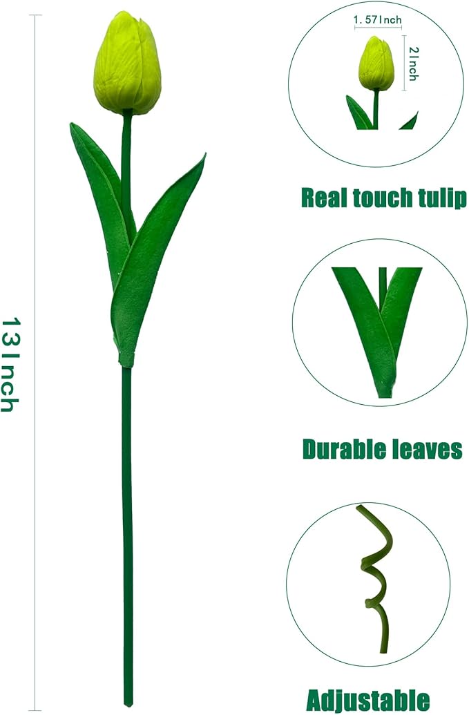 Fake Tulips Flowers 15 Pcs PU Artificial Flower Real Touch Tulip for Home Party Wedding Floral Arrangement Centerpiece Table Party Decoration-Ruum Studio Home