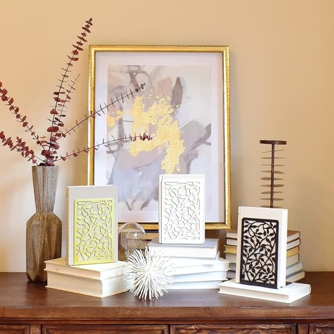 CNK Book Ends Bookends for Decorative Books Holder Bookend Shelves End Hold Heavy Duty Holders Stoppers Metal Stopper Cute Boho Bookshelf Holds Cookbook Office Home Set of 6 Bookends Pair Gold-Ruum Studio Home
