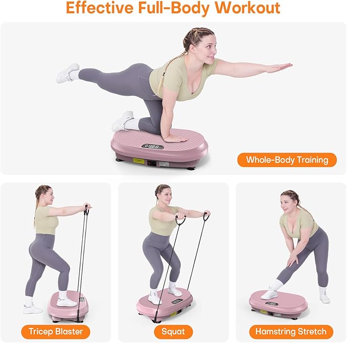 Curved Vibration Plate Exercise Machine, Vibrating Plate 400 lbs Capacity with 9 Auto Modes and 120 Adjustable Speeds, Large LED Display, Touch and Remote Control, Vibration Platform for Home-Ruum Studio Home