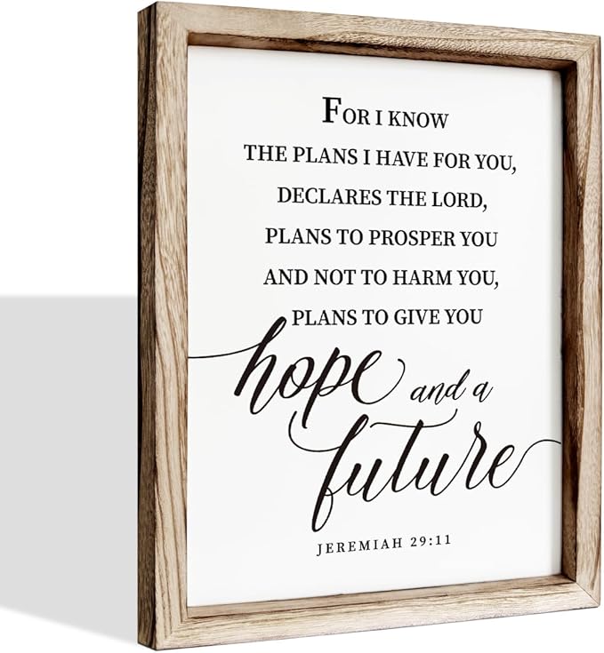 Christian Wall Decor, Religious Artwork for Home Decor, Bible Verse Signs, Inspirational Christian Gift, Framed Wall Plaque Sign 15 * 11.5 inches, I Know the Plans I Have for You Sign-Ruum Studio Home