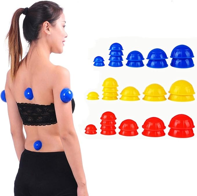 12 Pcs Silicone Massage Cupping Set Vacuum Cupping Acupuncture Cupping Therapy Set Professional Body Massage Cup Set Vacuum Massage Cupping for Pain Relief Muscle Relaxation,Pack of 12-Ruum Studio Home
