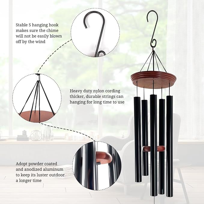 ASTARIN Personalized Wind Chimes Outdoor Deep Tone,35'' Customized Memorial WindChimes for Loss of Loved One,Melody Wind Chime Unique as Sympathy Gift,Home Décor for Garden-Ruum Studio Home