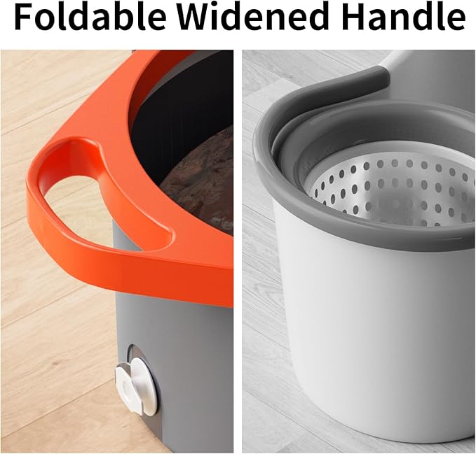 Spin Mop and Bucket Set with Separate Dirty and Clean Water,360° Spin Mop and Bucket System with Widening Foldable Handle,4 Replaceable Mop Pads,Square Mop for Floor Hardwood Tile Marble Wall Cleaning-Ruum Studio Home