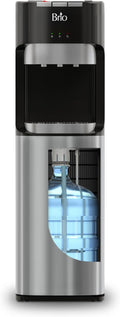 Brio Bottom Loading Water Cooler Dispenser for 5 Gallon Bottles - 3 Temperatures with Hot, Room & Cold Spouts, Child Safety Lock, LED Display with Empty Bottle Alert, Stainless Steel-Ruum Studio Home