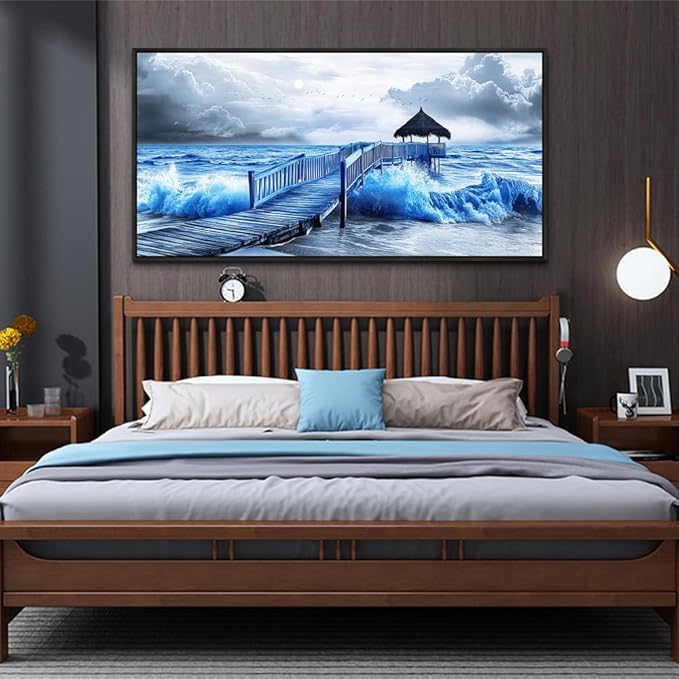 ZUITINGHUA Black Framed Canvas Wall Art For Living Room Large Wall Decor For Office Bedroom Decoration Ocean Landscape Pictures Black And White Paintings Artwork Mural Aesthetic Home Decor 30x60 In-Ruum Studio Home