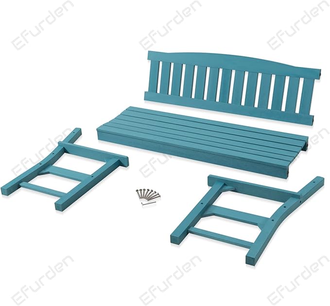 Psilvam 3-Person Outdoor Memorial Bench, All-Weather Poly Lumber Garden Bench, Rot-Resistant Outdoor Patio Bench for Park,Porch,and Church(Blue)-Ruum Studio Home