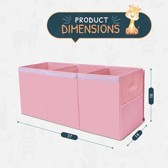 Extra Large Toy Storage Organizer with Lid - Sturdy, Collapsible Toy Chest Storage Box Design - Toys Bin with Dividers for Kids, Nursery, Bedroom, Playroom 37"x16"x14"-Ruum Studio Home