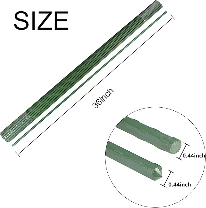 Garmeinea Garden Stakes 36 Inches Plastic Coated Steel Plant Stakes for Growing Climbing Plants, Pack of 25-Ruum Studio Home