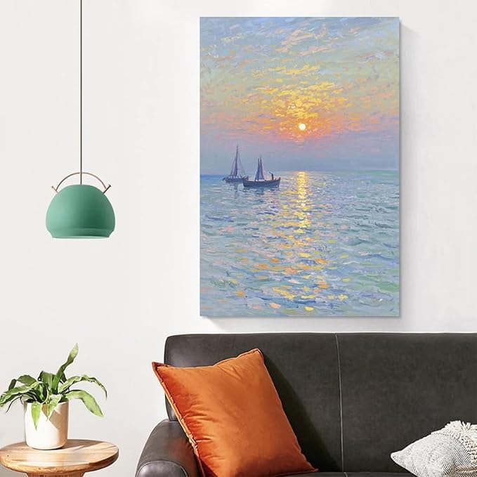 Coastal sailboat scenery poster art decor ocean nautical room decor beautiful sailboat seascape decor suitable for beach villa-Ruum Studio Home