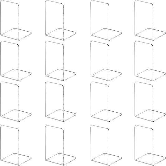 Lulonpon 16 Pieces Book Ends, Bookend, Books Ends for Shelves, Books Ends for Heavy Books, Clear Bookends, Acrylic Bookends for School, Library,Desktop Organizer and Book Shelves-Ruum Studio Home