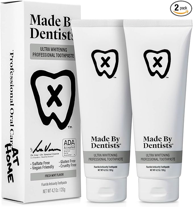 Professional Ultra Whitening Toothpaste - 2 Pack - Sensitive Teeth Whitening Toothpaste with Sodium Fluoride & Hydrogen Peroxide, ADA Approved, Vegan, 2 x 4.2oz-Ruum Studio Home